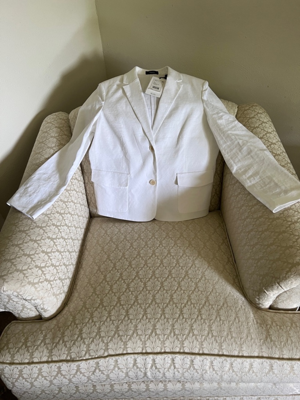 Theory White Linen-Blend Blazer